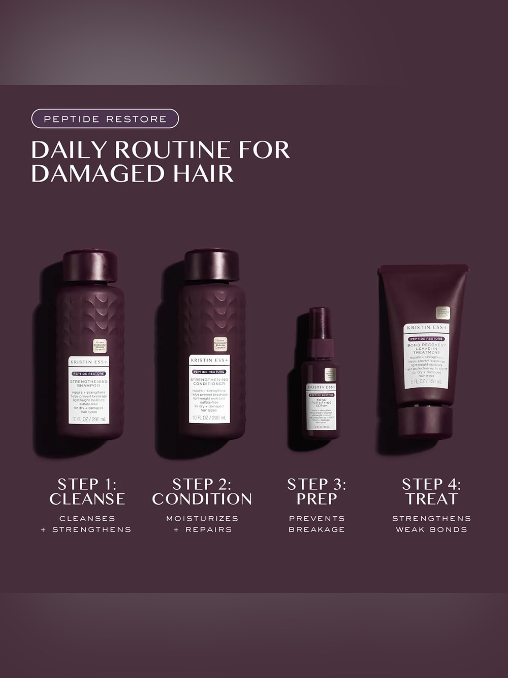 Kristin Ess+ Peptide Restore Bond Fortifying Hair Serum, NEW - Picture 13 of 15